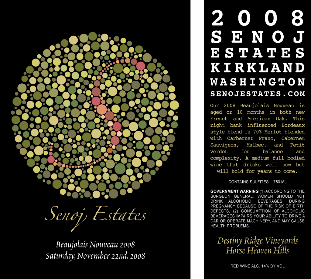 Senoj Estates Wine Label